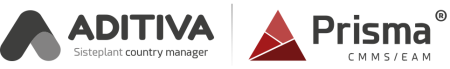 aditiva-prisma-horizontal Logo do software CMMS Prisma e da Aditiva Sistemas em formato horizontal.